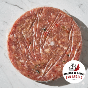 Hamburguesa de carne mixta San Ángelo — mezcla de res y cerdo lista para asar